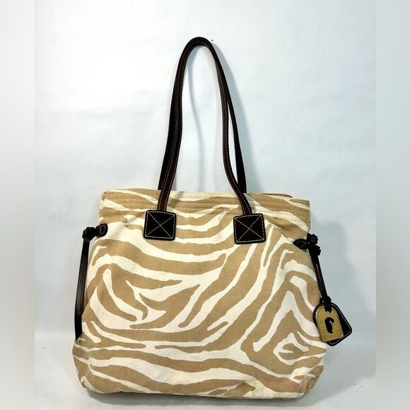 Dooney & Bourke Canvas Tote in Beige Zebra Print with Dustbag - Picture 16 of 16
